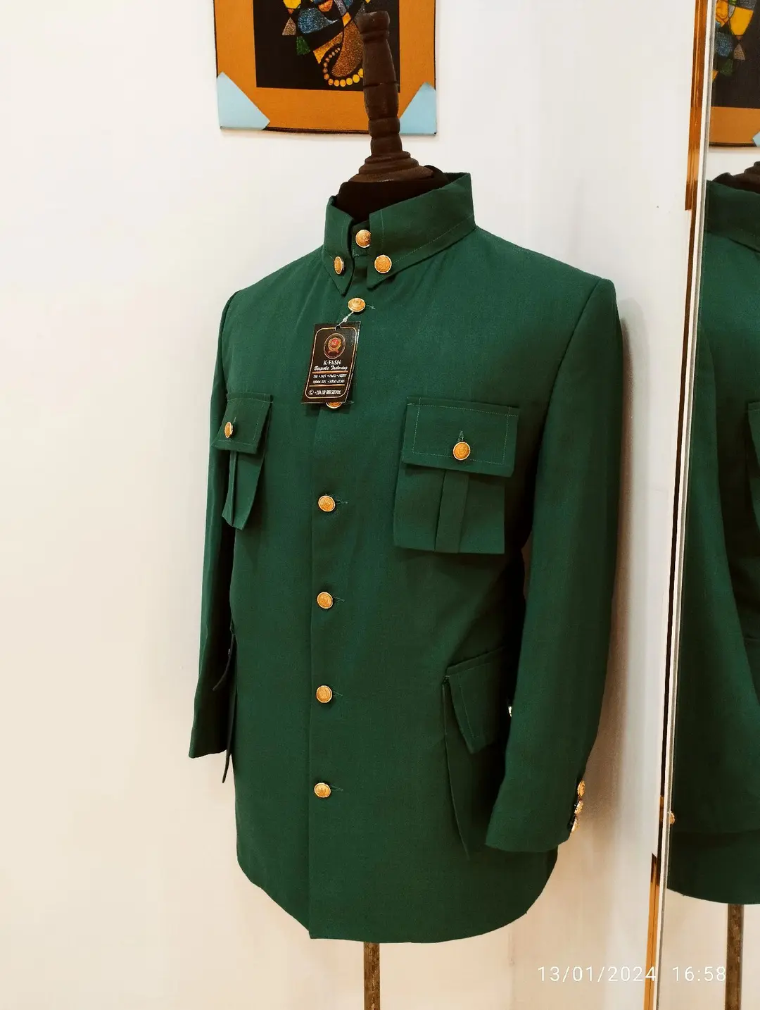 Green safari suit..